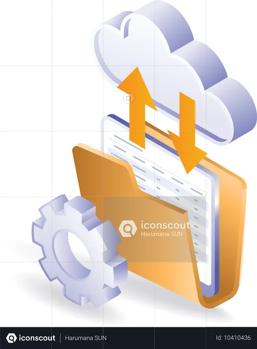 Cloud server data transfer computer folder  Illustration