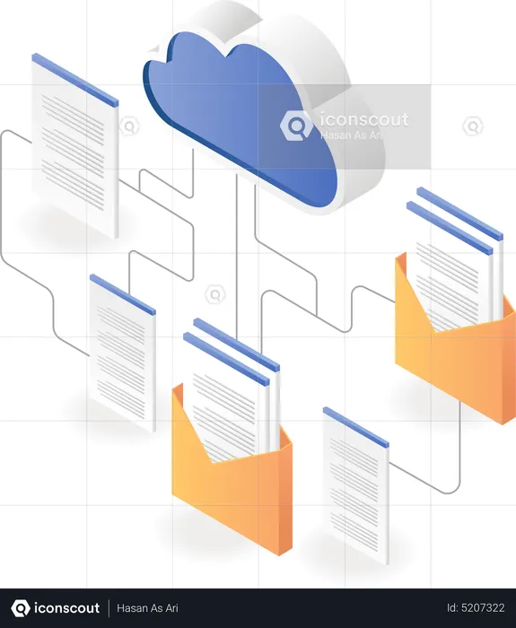 Cloud server email data network  Illustration