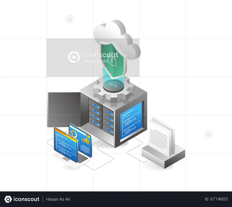 Cloud server endpoint security maintenance  Illustration