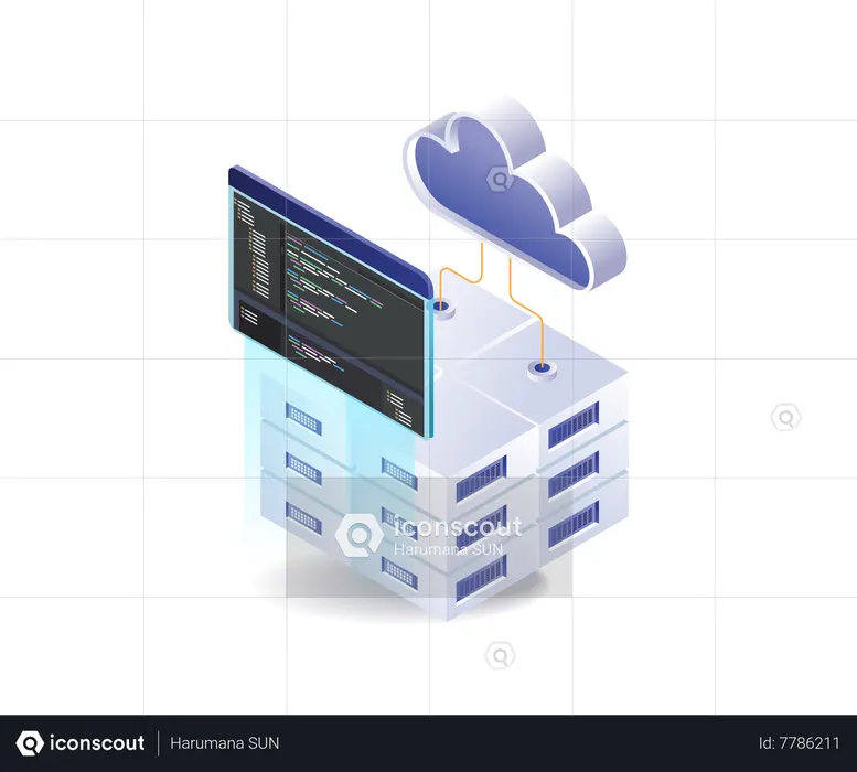 Best Cloud server hosting program language Illustration download in PNG ...