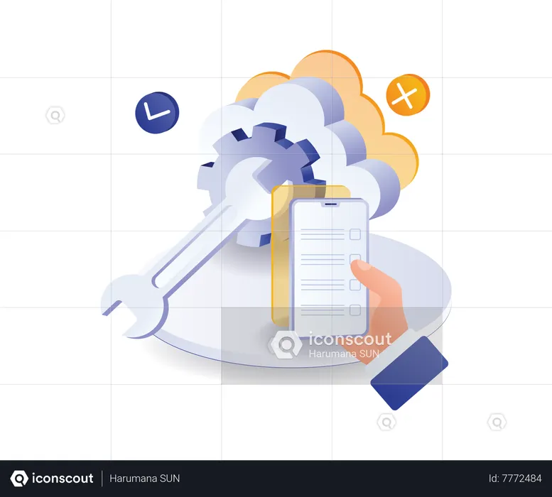 Cloud server maintenance management  Illustration