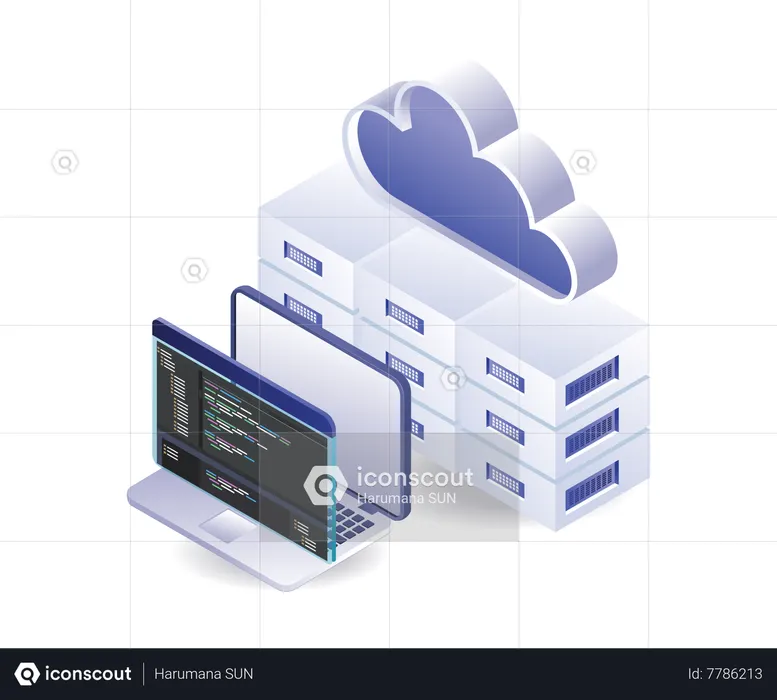Cloud server maintenance program language  Illustration