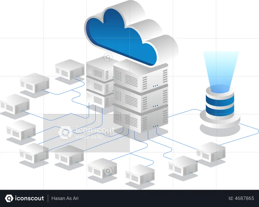 Cloud server network  Illustration