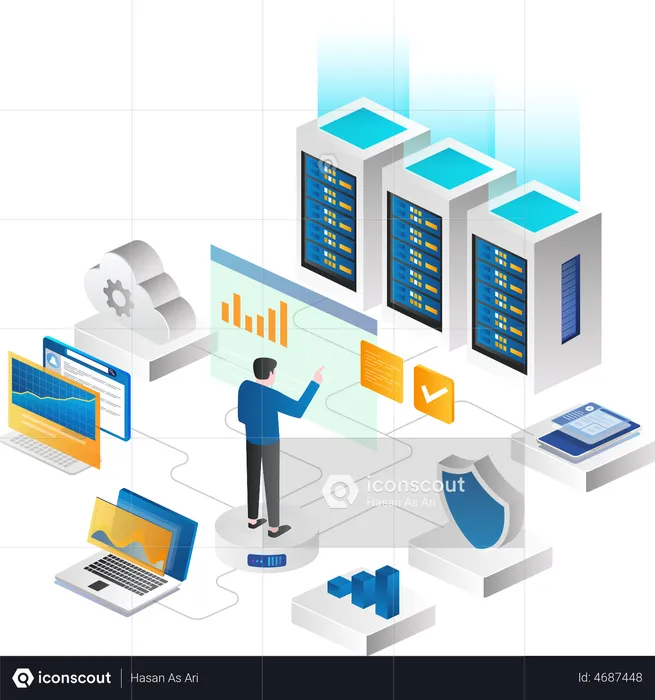 Cloud-Server-Netzwerktechnologie  Illustration