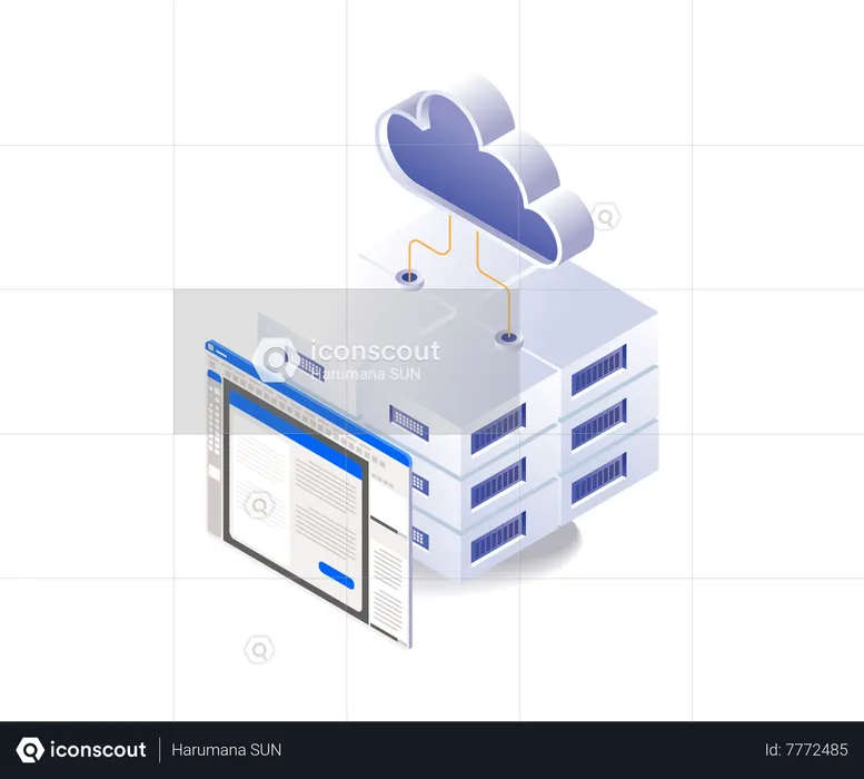 Cloud server program database application  Illustration