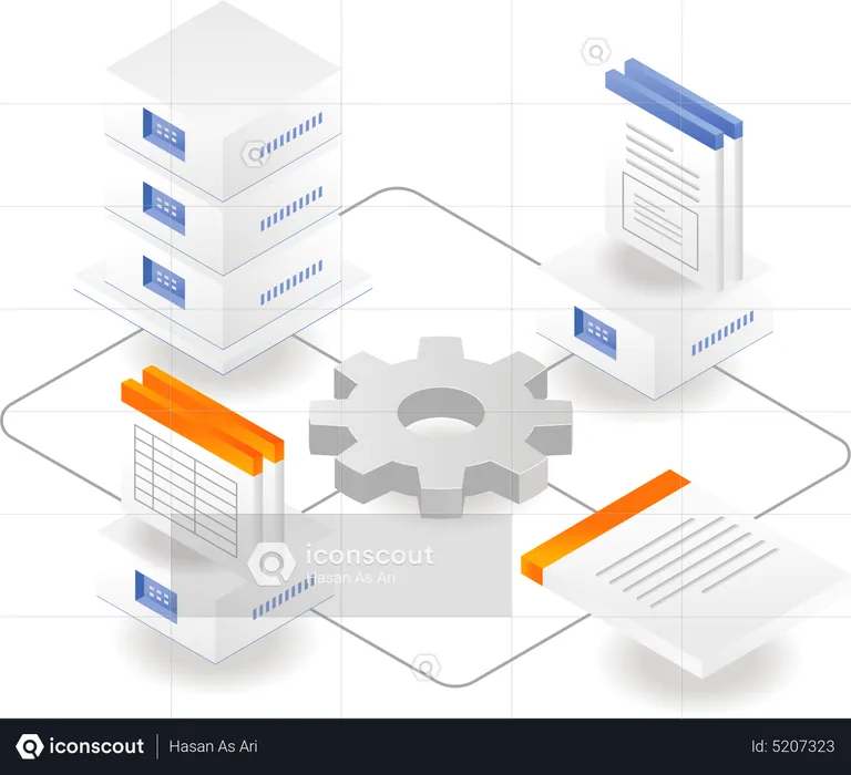 Cloud-Server-Prozessdokument-Datenbanknetzwerk  Illustration