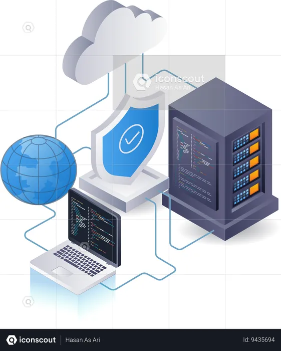 Cloud server security analyst  Illustration