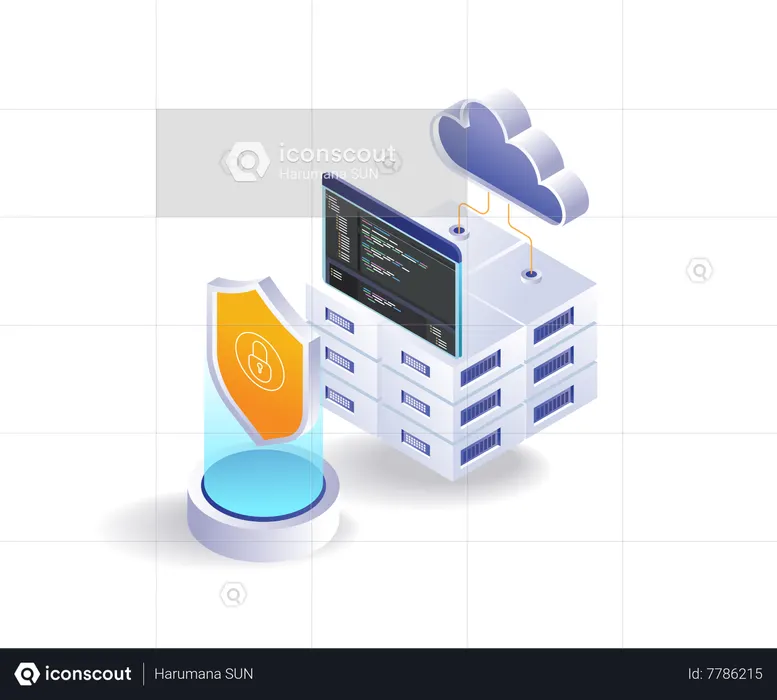 Cloud server security hosting analysis programming language  Illustration