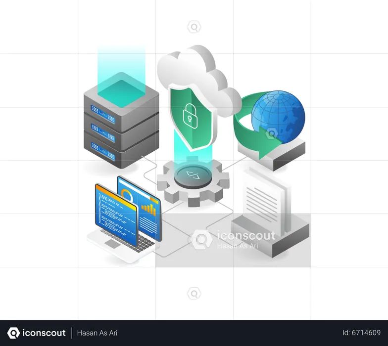 Cloud server security  Illustration