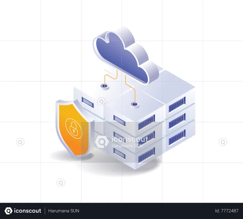 Cloud server security management  Illustration
