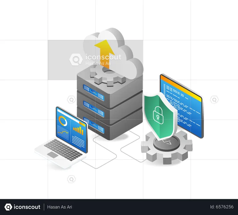 Cloud server security program analysis data process  Illustration