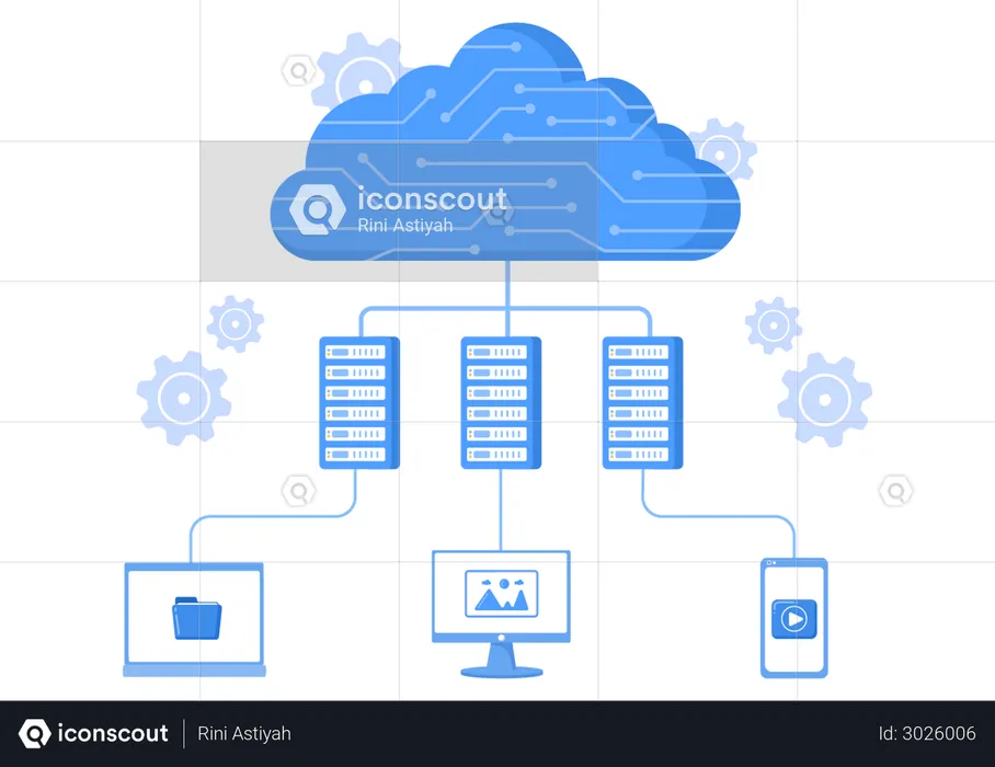 Cloud Server Sharing Data  Illustration