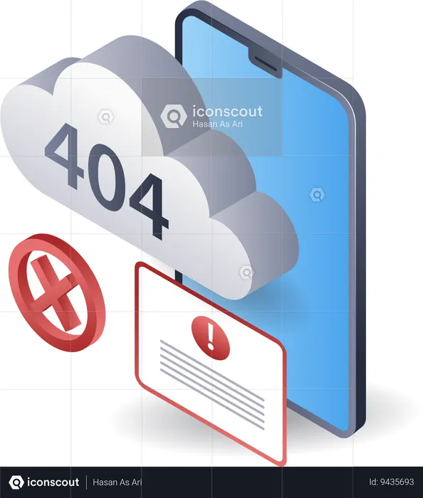 Cloud server system error 404  Illustration