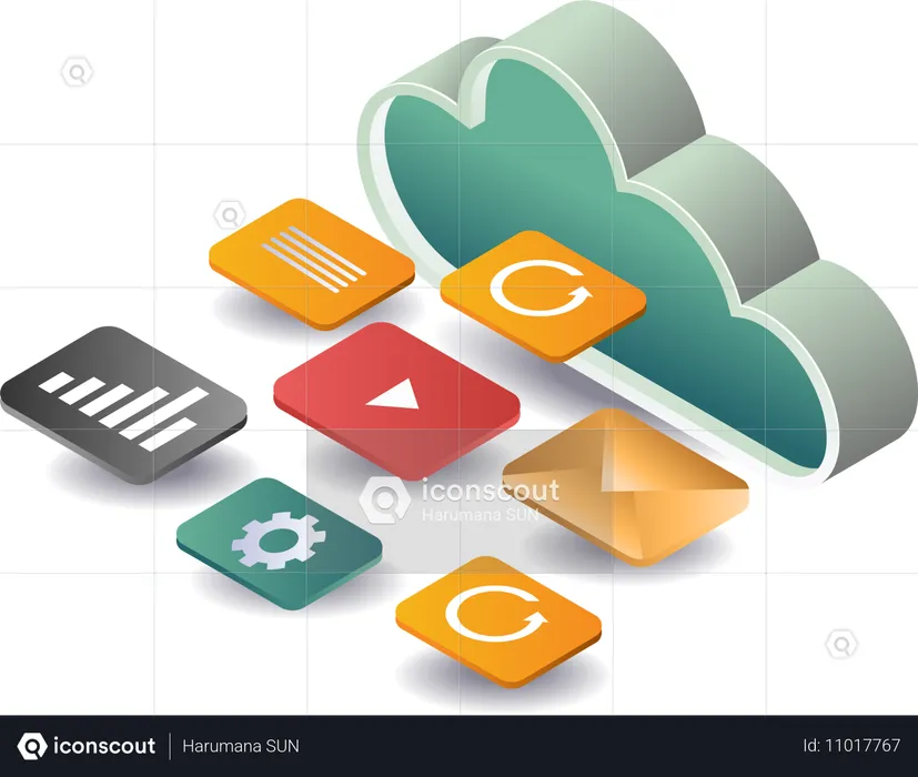 Cloud-Server-Technologie und Datenanalyse-Management  Illustration