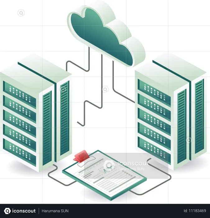 Cloud server technology and management  Illustration