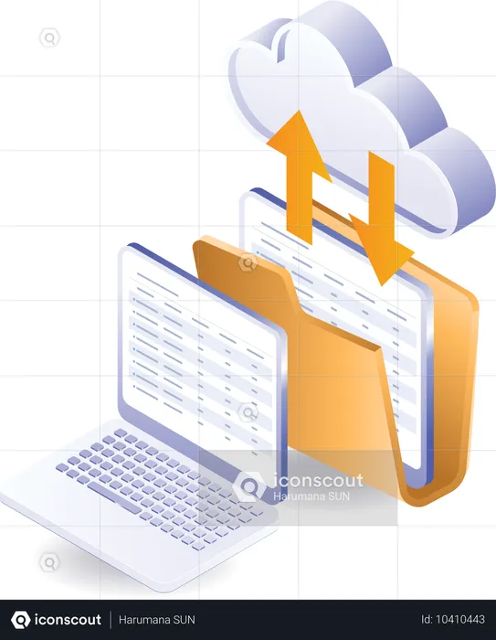 Cloud server technology data transfer  Illustration