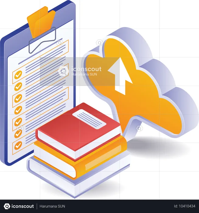 Cloud server technology education data checklist  Illustration