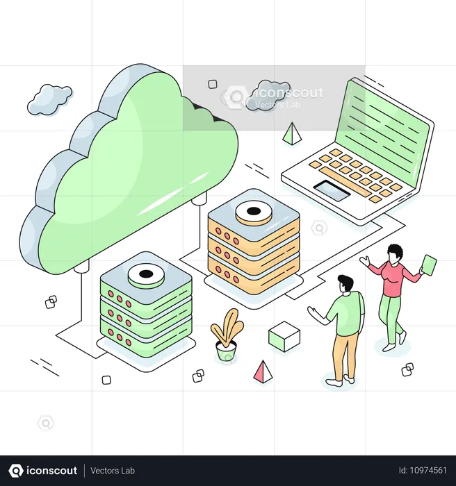 Cloud Server technology used by company  Illustration