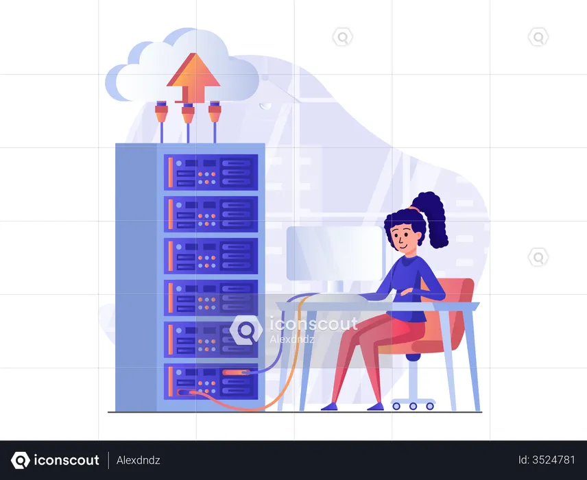 Cloud server under maintenance  Illustration