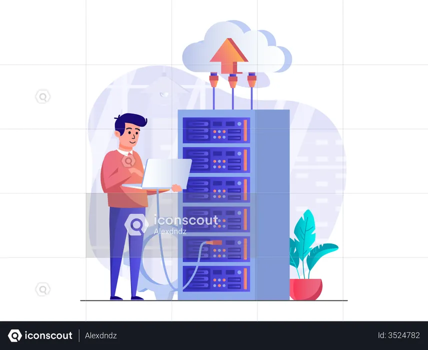 Cloud server under maintenance  Illustration