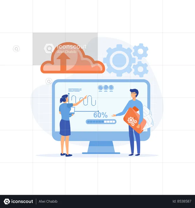 Cloud Service And Information Exchange On Internet  Illustration