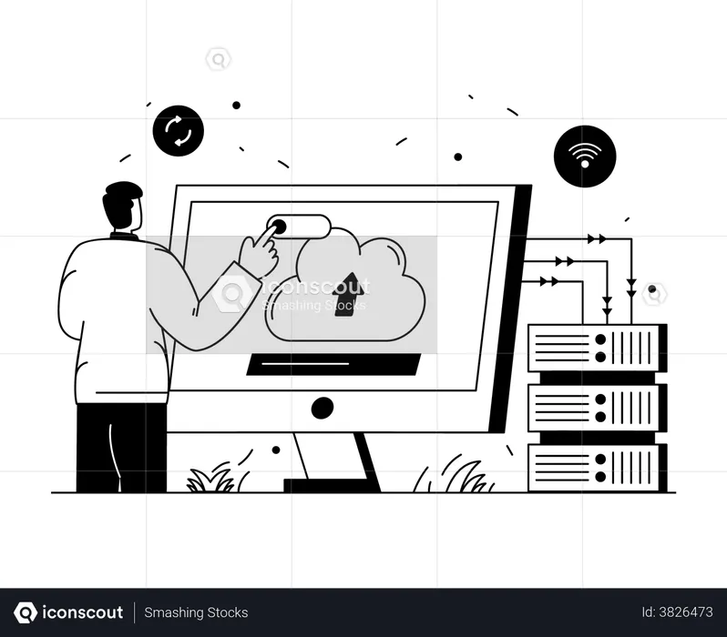 Cloud Uploading  Illustration