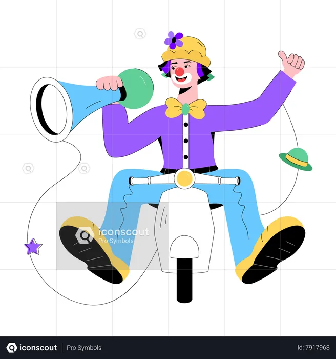 Clown Bike  Illustration