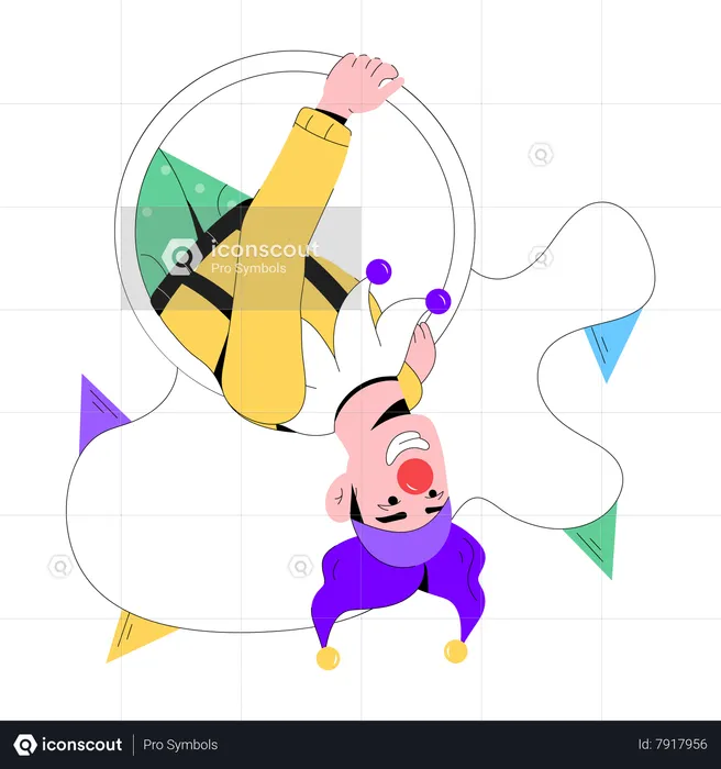 Clown doing Hoop Trick  Illustration