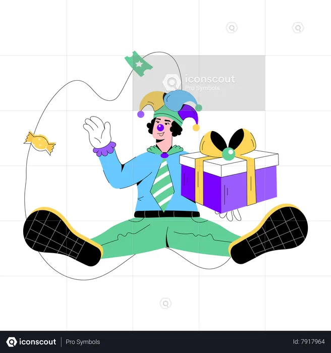 Clown Gift  Illustration