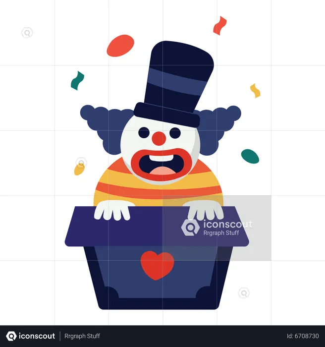 Clown in box  Illustration