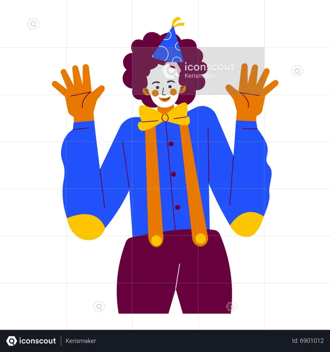 Clown show at birthday party  Illustration