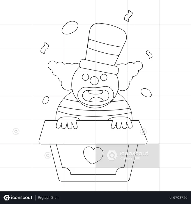 Clown with April Fool prank box  Illustration