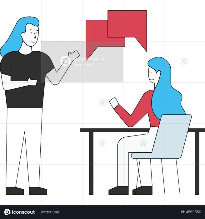 Co-workers communicating at office  Illustration