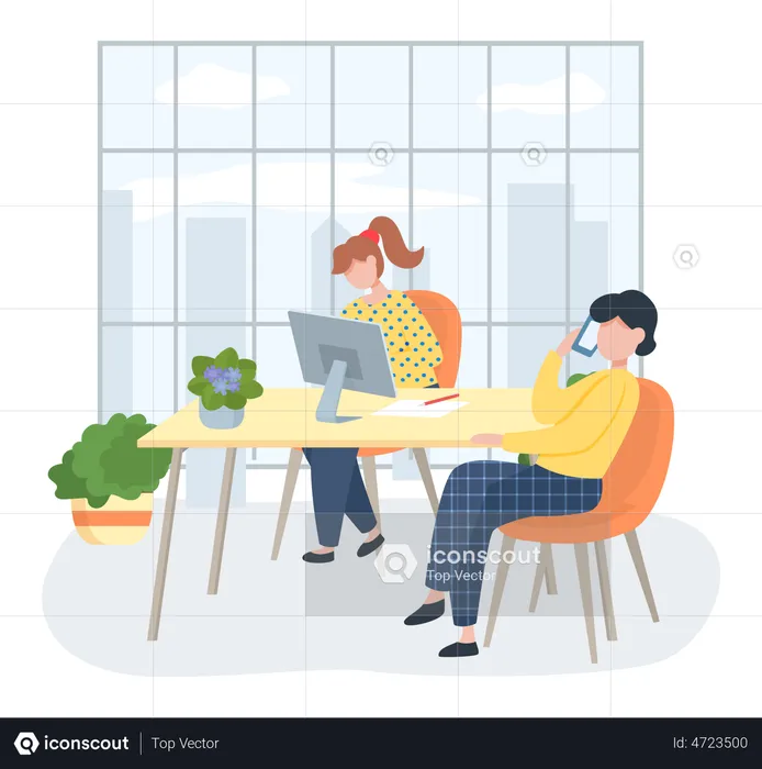 Co working people meeting  Illustration