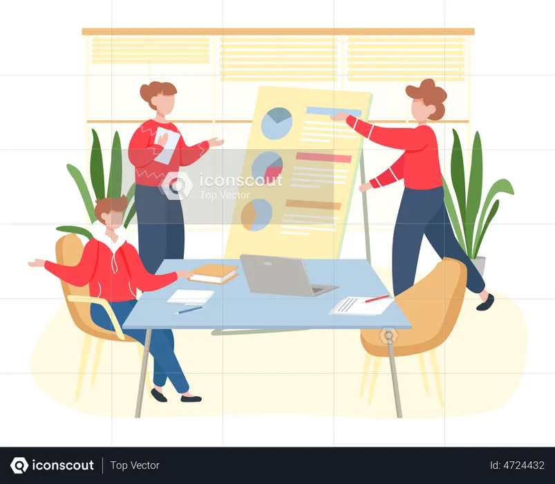 Co working people meeting teamwork  Illustration