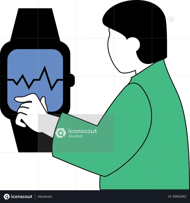 Coach analyzes his health on smartwatch  Illustration