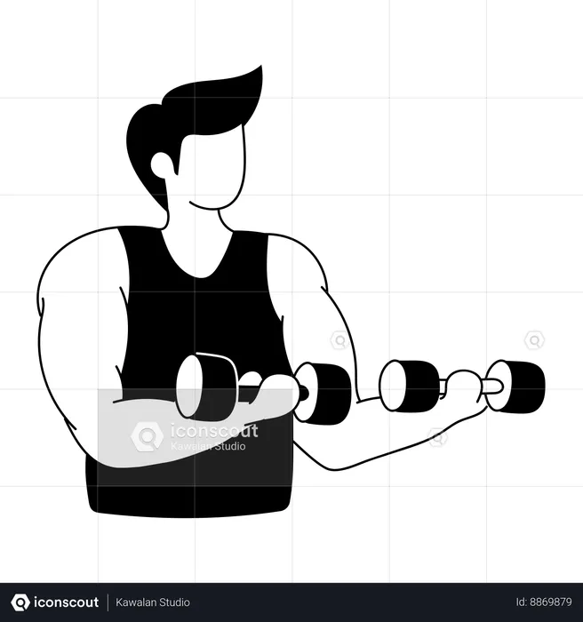 Coach does dumbbell exercise  Illustration