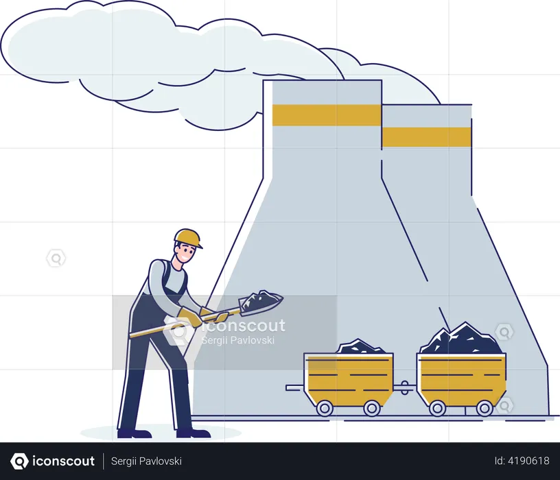 Coal Mining and Extractor Industry  Illustration