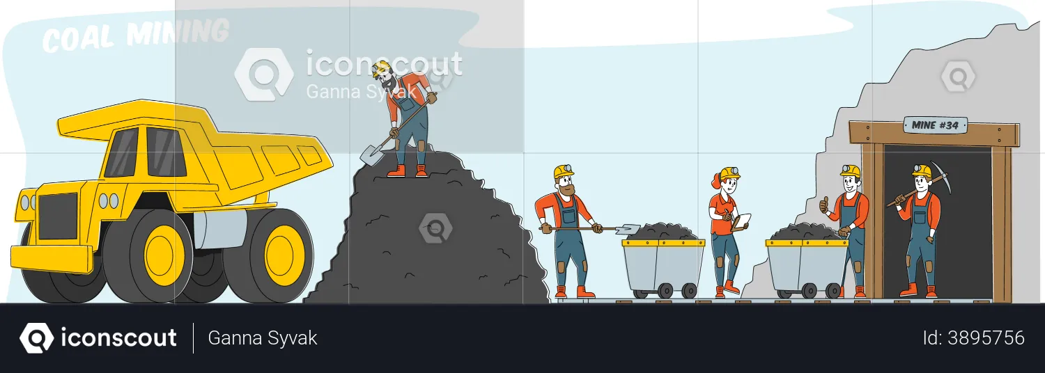 Coal mining industry  Illustration