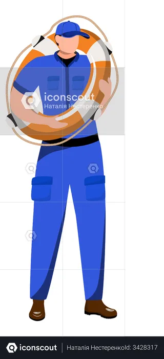 Coast Guard Wearing Safety Tube  Illustration