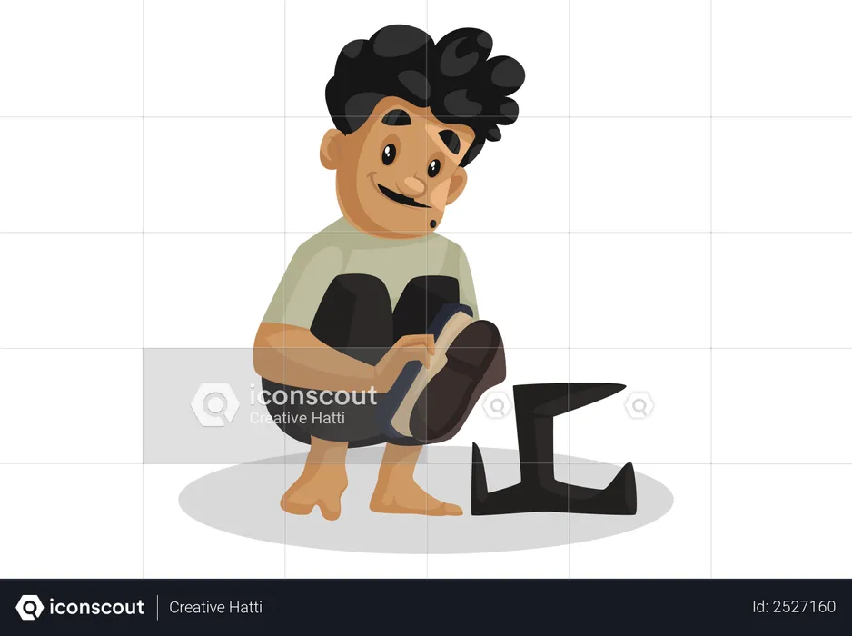 Cobbler cleaning shoes  Illustration