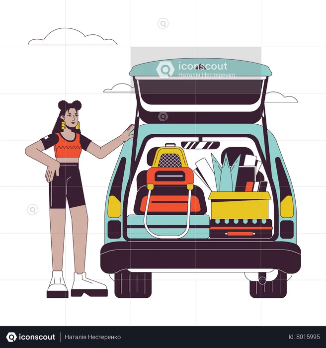 Coche de estudiante universitario  Ilustración