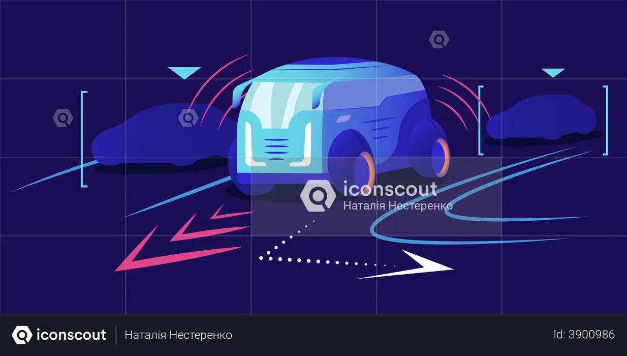 Coche sin conductor  Ilustración