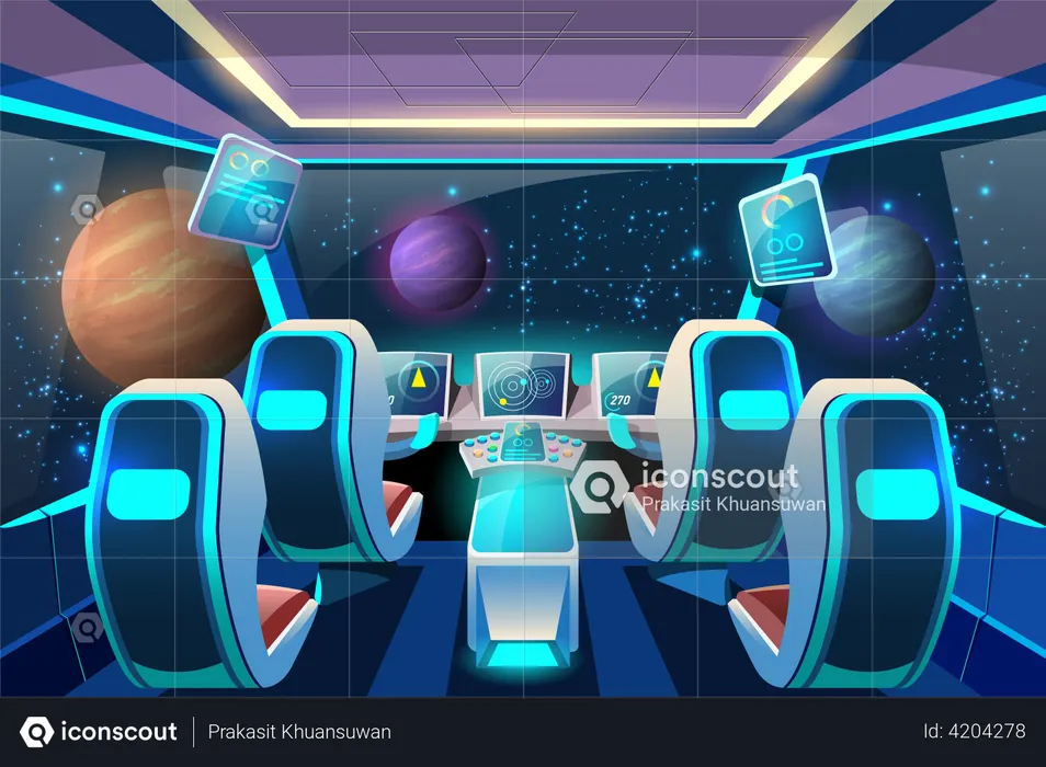 Cockpit for controlling the internal systems of the spacecraft  Illustration