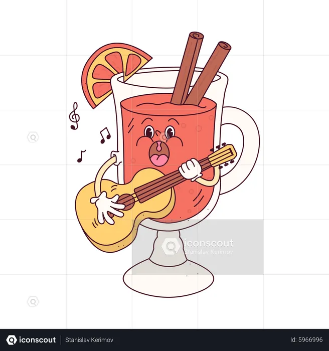 Cocktail Plays Guitar  Illustration