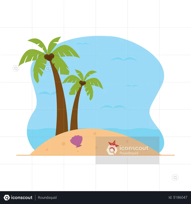 Coconut Trees at beach  Illustration