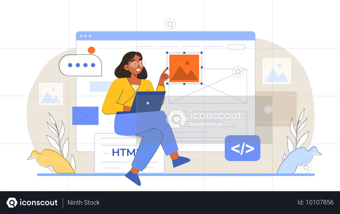 Coder developing website for user experience  Illustration
