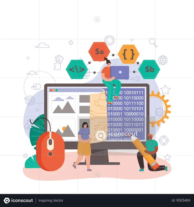Coder developing website  Illustration