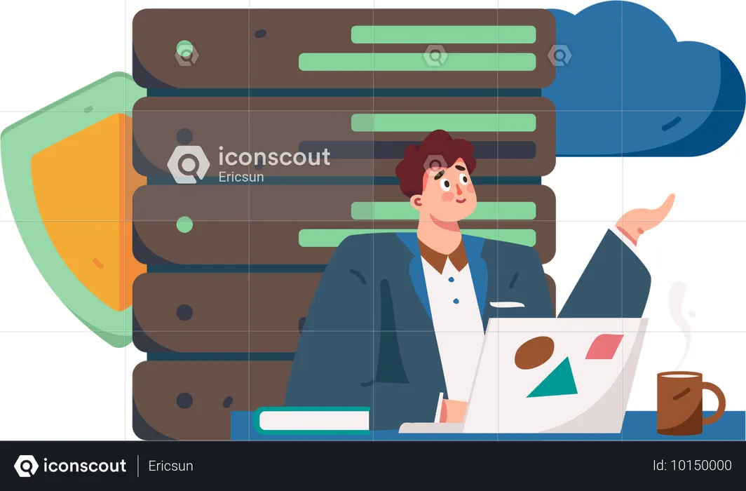 Coder develops code for data security  Illustration