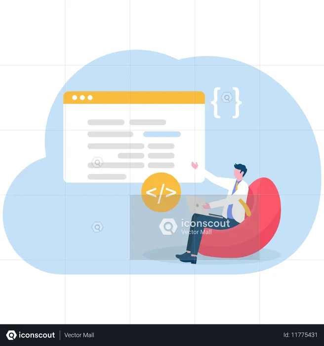 Coder develops new software for users  Illustration